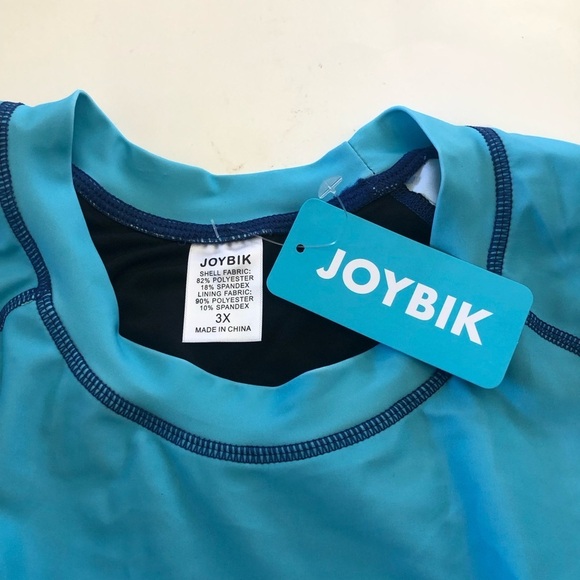 Joybik Blue Gradient Rashguard UPF50 With Black Swim Shorts Set Plus Size 3X/4X - Picture 6 of 16